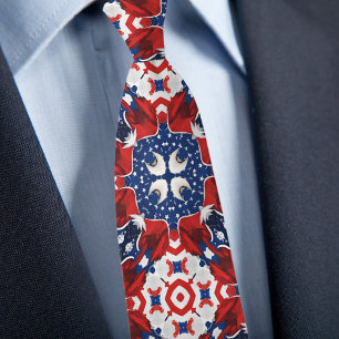 Red White och Blue Kaleidoscope Mönster Necktie Slips