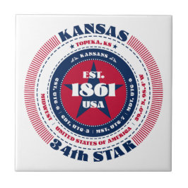 Red, White och Blue Kansas Ceramic Tile Kakelplatta