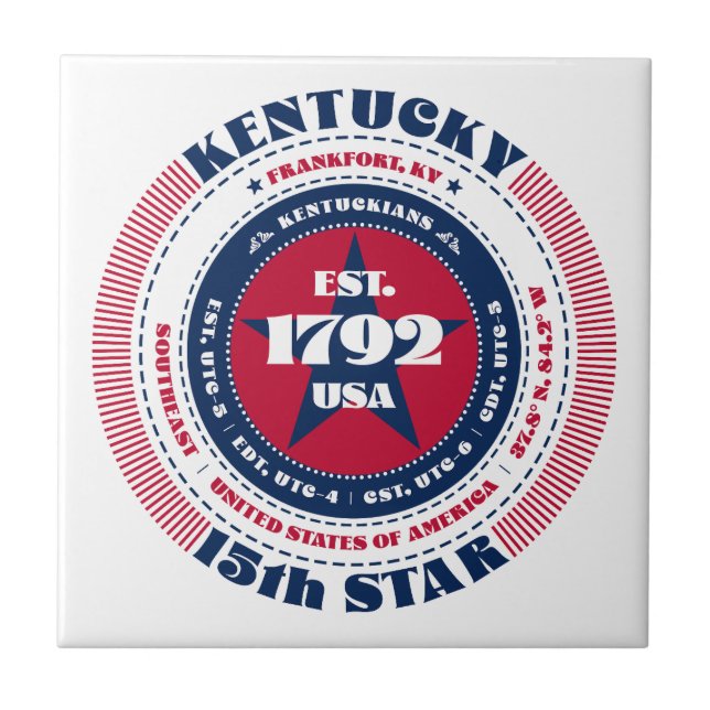 Red, White och Blue Kentucky Ceramic Tile Kakelplatta (Framsidan)