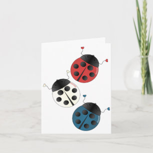 Red White och Blue Ladybugs Kort