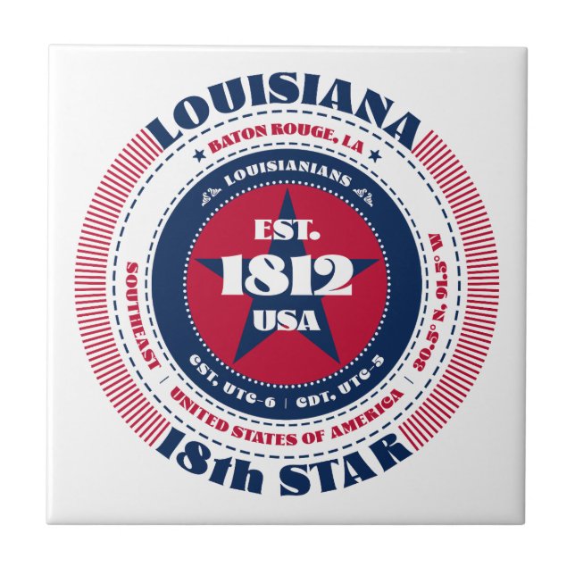 Red, White och Blue Louisiana Ceramic Tile Kakelplatta (Framsidan)