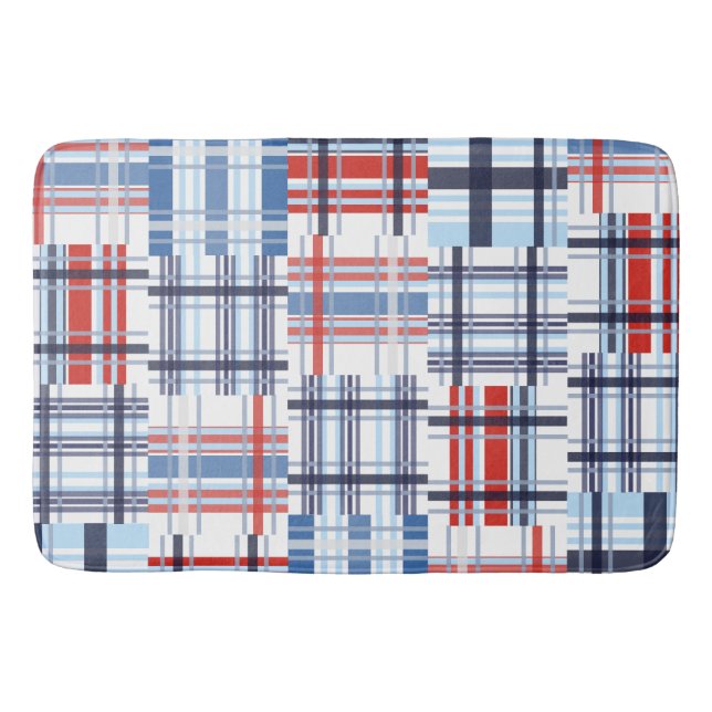 Red, White och Blue Madras Bath Mat Badrumsmatta (Framsidan)