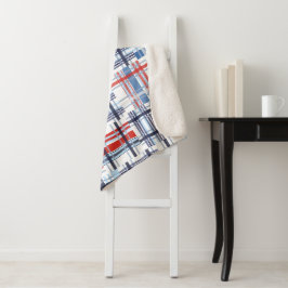 Red, White och Blue Madras Sherpa Blanket