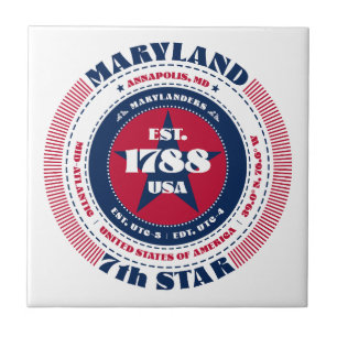 Red, White och Blue Maryland Ceramic Tile Kakelplatta