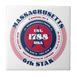 Red, White och Blue Massachusetts Ceramic Tile Kakelplatta