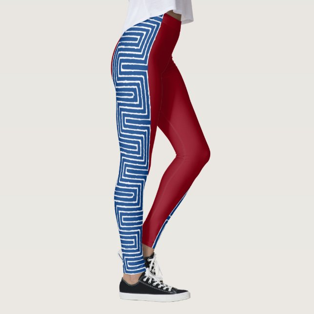 Red White och Blue Maze African Lera Trasa Leggings (Höger)