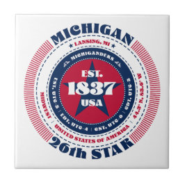 Red, White och Blue Michigan Ceramic Tile Kakelplatta