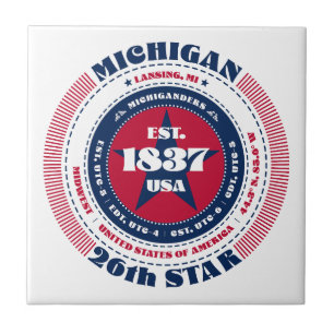Red, White och Blue Michigan Ceramic Tile Kakelplatta