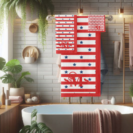 Red White och Blue Mönster Stars Rand Monogram