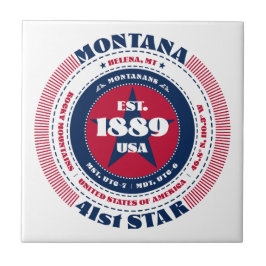 Red, White och Blue Montana Ceramic Tile Kakelplatta