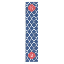 Red White och Blue Moroccan Quatrefoil Monogram