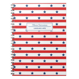Red White och Blue Namn och Subjekt Anteckningsbok