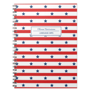Red White och Blue Namn och Subjekt Anteckningsbok