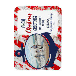 Red, White och Blue Nautical Anchor Ahoy jul Magnet