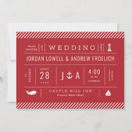 Red White och Blue Nautical Beach Wedding Meddelande