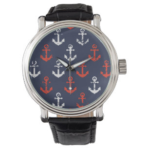 Red White och Blue Navy Mönster Armbandsur