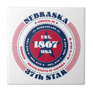 Red, White och Blue Nebraska Ceramic Tile Kakelplatta