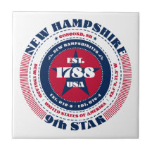 Red, White och Blue New Hampshire Ceramic Tile