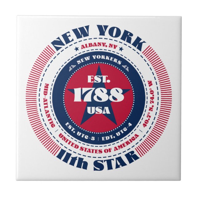 Red, White och Blue New York Ceramic Tile Kakelplatta (Framsidan)