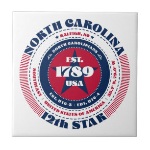 Red, White och Blue North Carolina Ceramic Tile Kakelplatta