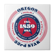 Red, White och Blue Oregon Ceramic Tile