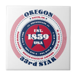 Red, White och Blue Oregon Ceramic Tile Kakelplatta
