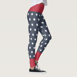 Red, White och Blue Patriotic 4:e juli Leggings