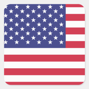 Red White och Blue Patriotic American Flagga Fyrkantigt Klistermärke