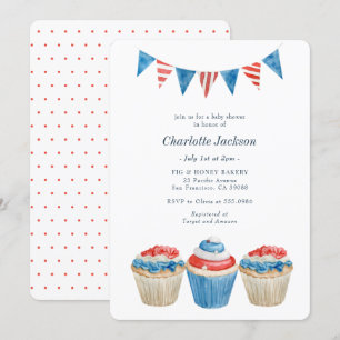 Red, White och Blue Patriotic Baby Shower Inbjudningar