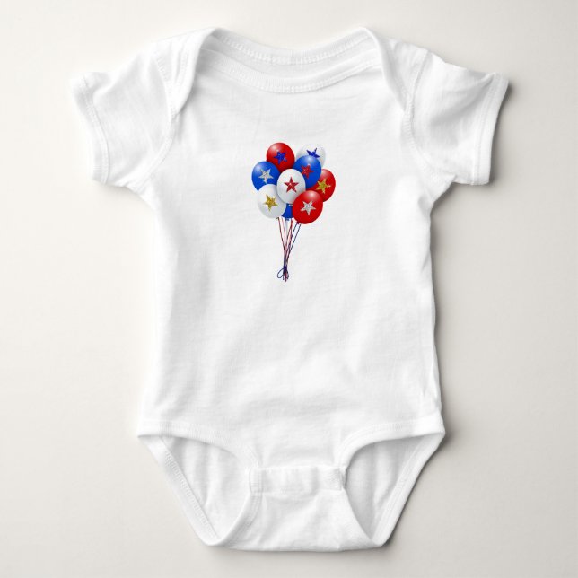 Red White och Blue Patriotic Balloons Cute T Shirt (Framsida)