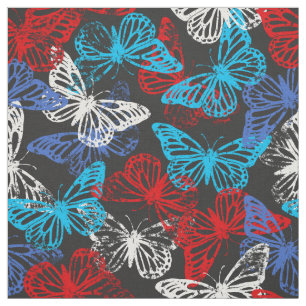 Red White och Blue Patriotic Butterfly Mönster Tyg