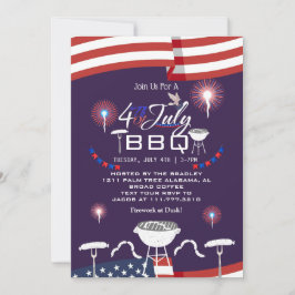 Red White och Blue Patriotic Fireworks 4:e juli Inbjudningar