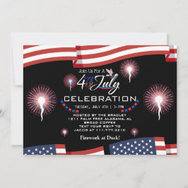 Red White och Blue Patriotic Fireworks 4:e juli Inbjudningar