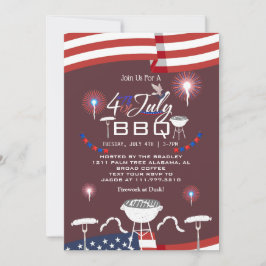 Red White och Blue Patriotic Fireworks 4:e juli Inbjudningar