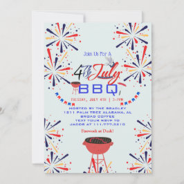 Red White och Blue Patriotic Fireworks 4:e juli Inbjudningar