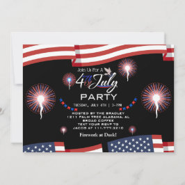 Red White och Blue Patriotic Fireworks 4:e juli Inbjudningar