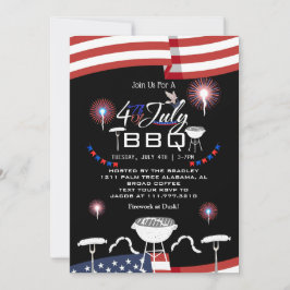Red White och Blue Patriotic Fireworks 4:e juli Inbjudningar