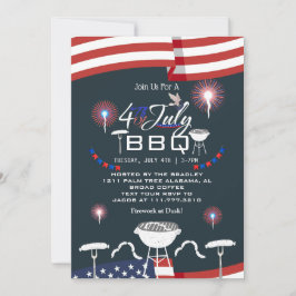 Red White och Blue Patriotic Fireworks 4:e juli Inbjudningar