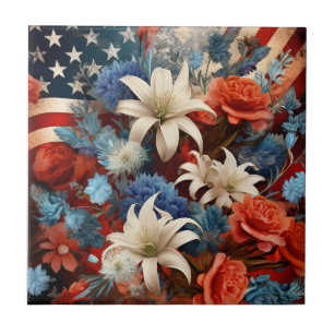 Red White och Blue Patriotic Kakelplatta