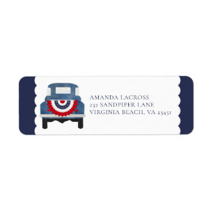 Red White och Blue Patriotic Label Returadress Etikett