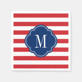Red White och Blue Patriotic Rand Monogram Pappersservett