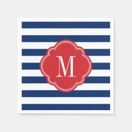 Red White och Blue Patriotic Rand Monogram Pappersservett