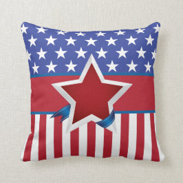 Red White och Blue Patriotic Star Mönster Kudde