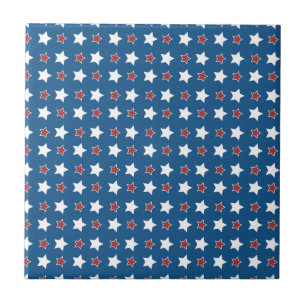 Red White och Blue Patriotic Stars Kakelplatta
