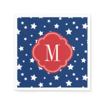 Red White och Blue Patriotic Stars Monogram