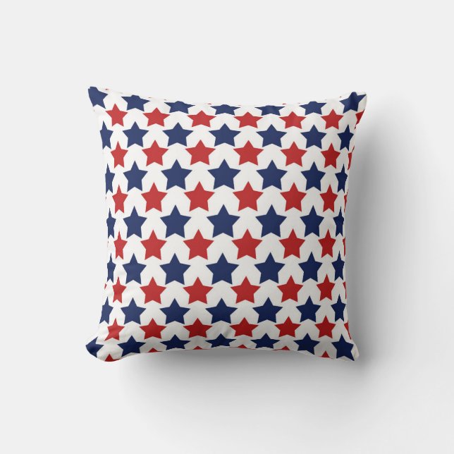 Red, White och Blue Patriotic Stars Pillow Kudde (Framsida)
