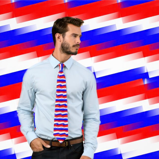 Red, White och Blue Pixel Tie Slips (Man wears a Red, White and Blue Pixel Tie)
