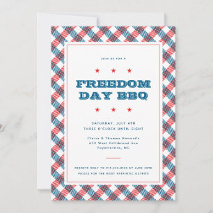 Red White och Blue Play Fjärde juli BBQ Inbjudningar