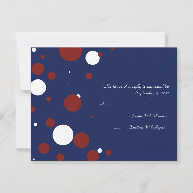 Red, White och Blue Polka Dot Bröllop OSA Kort (Framsida)