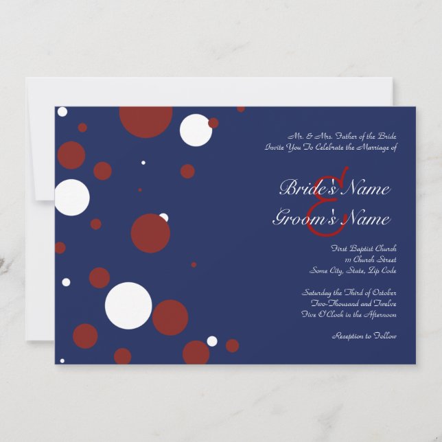 Red, White och Blue Polka Dot Wedding bjudande Inbjudningar (Framsida)